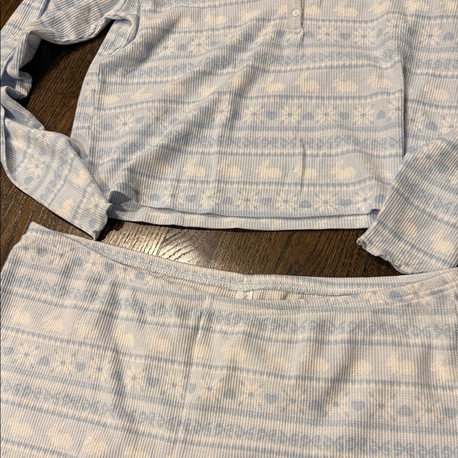 Wild fable Cozy pajama set L top XL bottom Blue Patterned bunny NEW