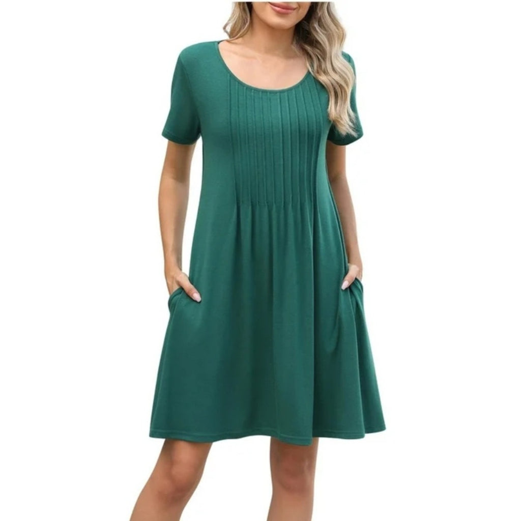 New 🆕 Short Sleeve Dress emerald green with pockets