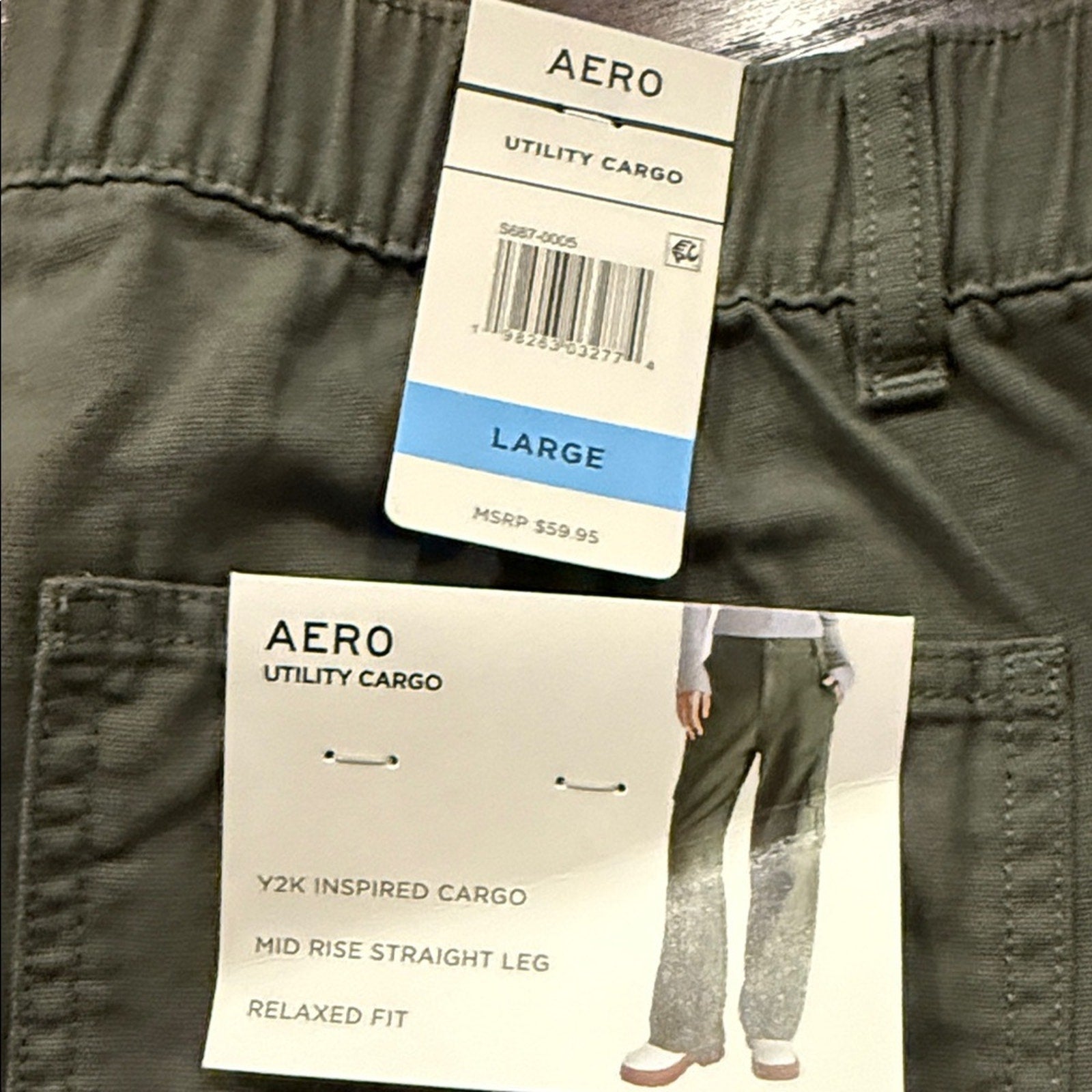 Aeropostale Women’s Green Cargo Pants Utility Pocket Elastic Waist Size Large NEW
