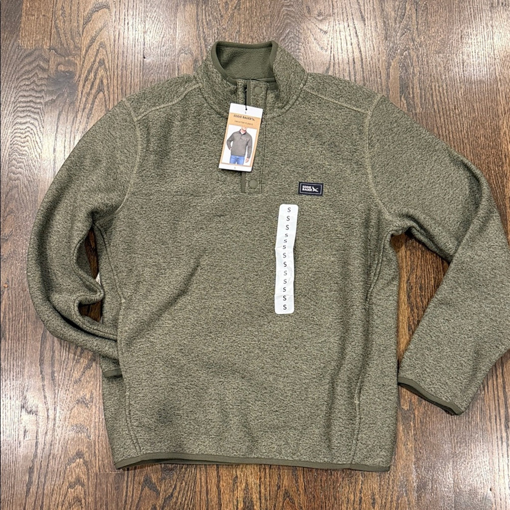 Eddie Bauer small Men's Zip Up Sweater in Olive NEW