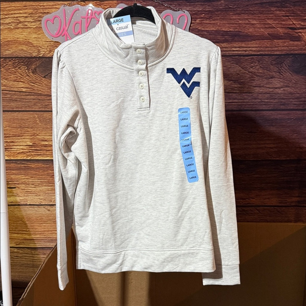 Liv Casual Women's NCAA Long Sleeve Fleece Lined Pullover Top WV Mountaineers XL