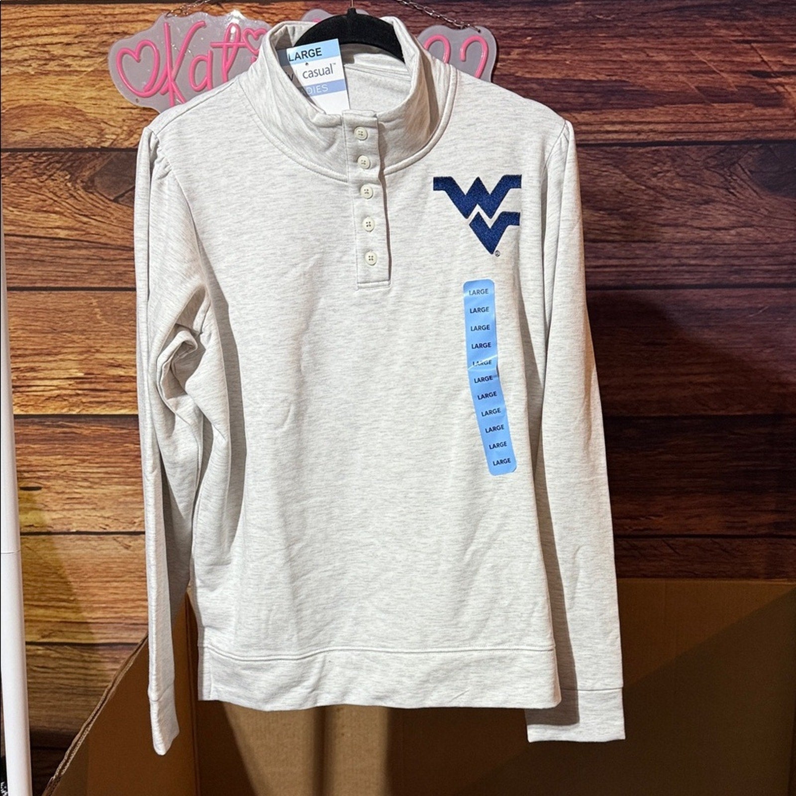 Liv Casual Women's NCAA Long Sleeve Fleece Lined Pullover Top WV Mountaineers XL