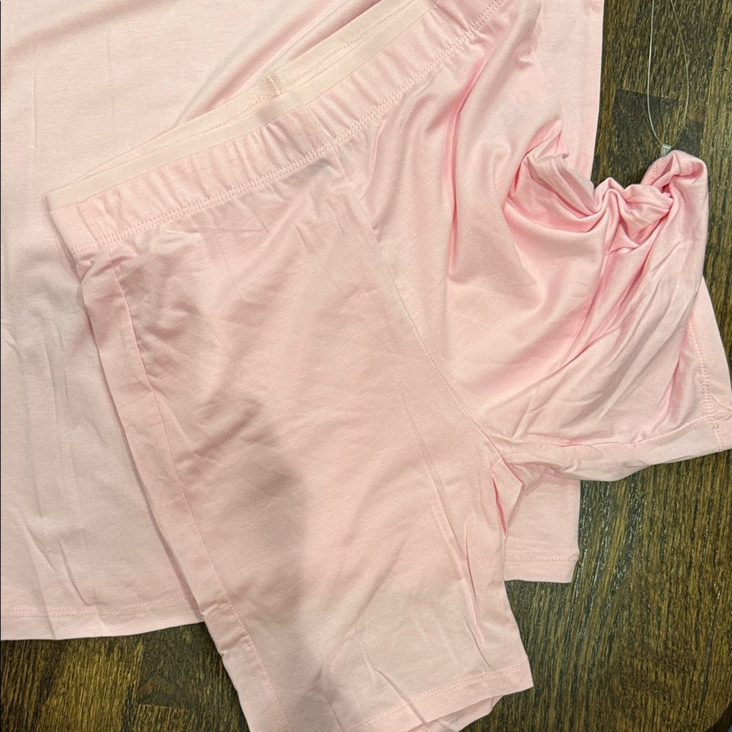 LOFT Pink T-Shirt and Shorts Set biker 2 piece pj set xs NEW
