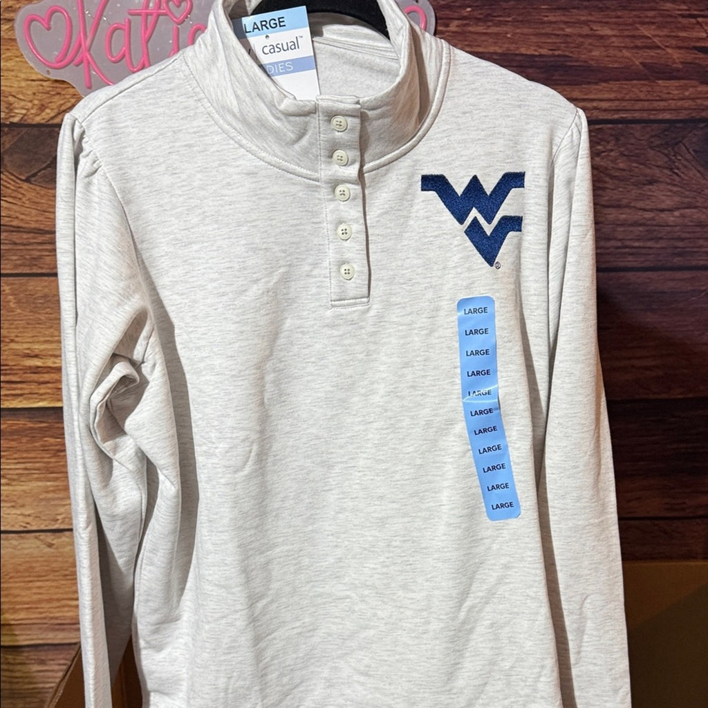 Liv Casual Women's NCAA Long Sleeve Fleece Lined Pullover Top WV Mountaineers XL