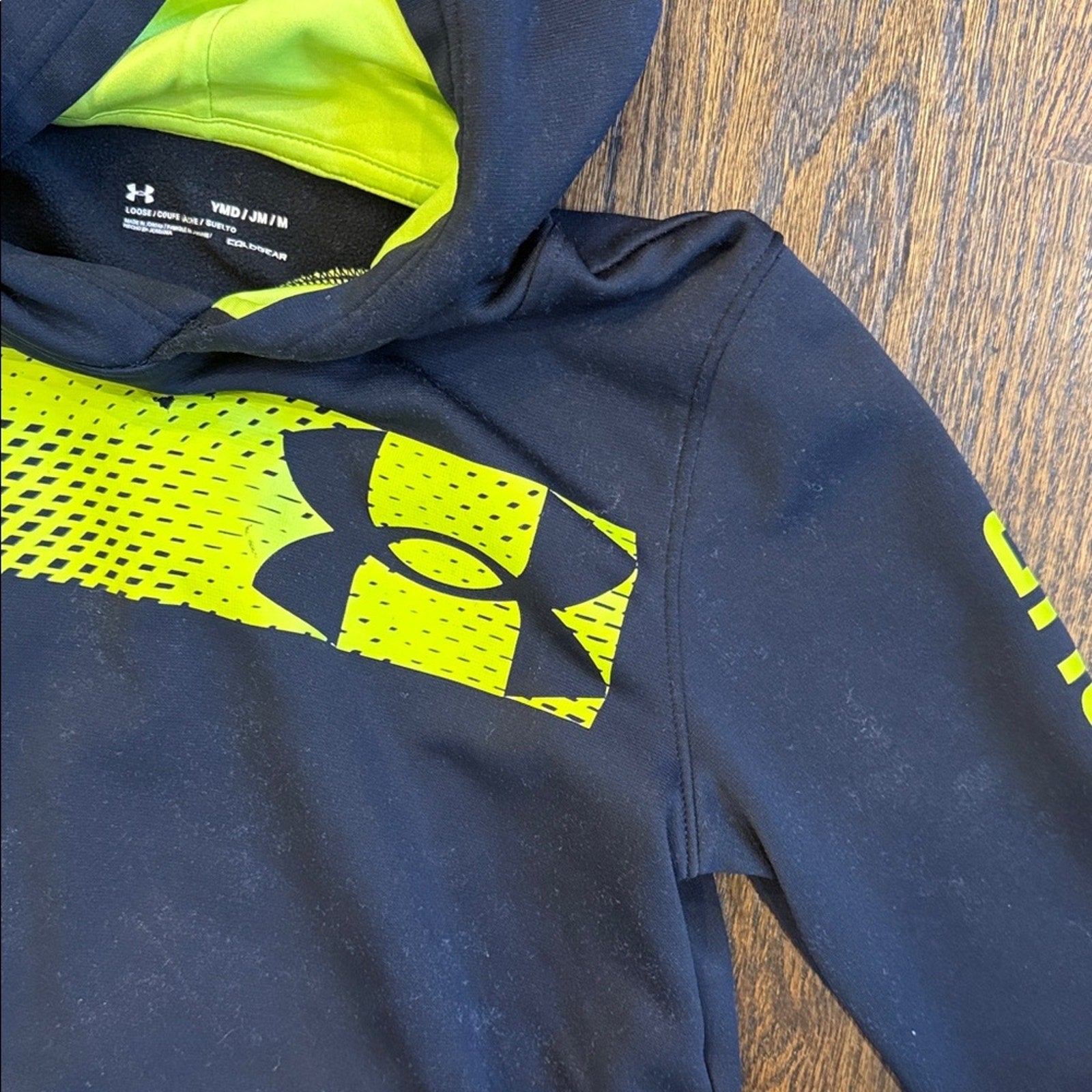 Under Armor Kids' Hoodie in black and Neon Yellow YMD USED