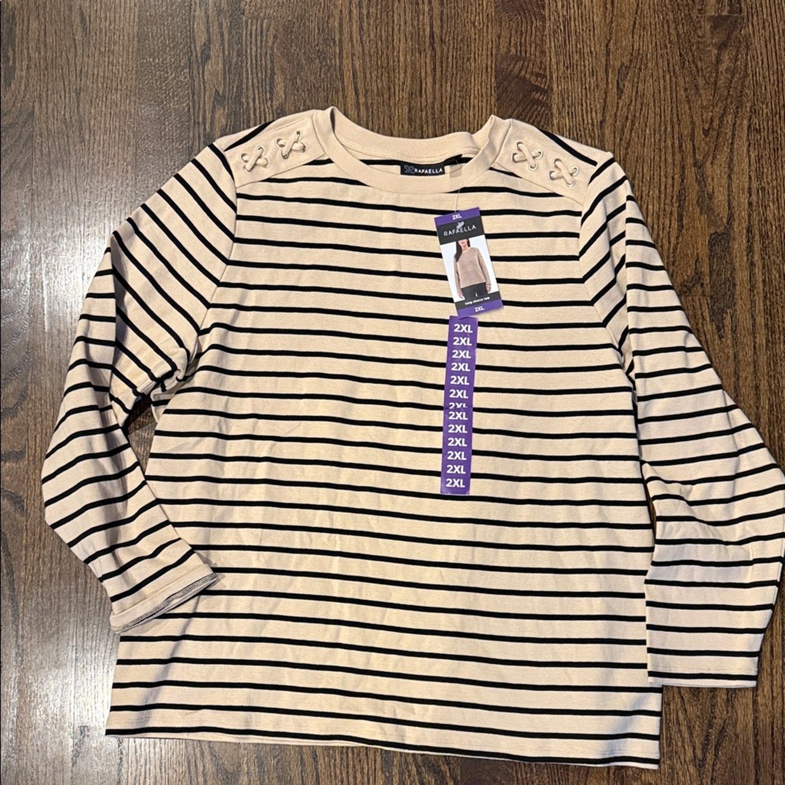 Rafaela blouse Striped Long Sleeve Top woman's 2X