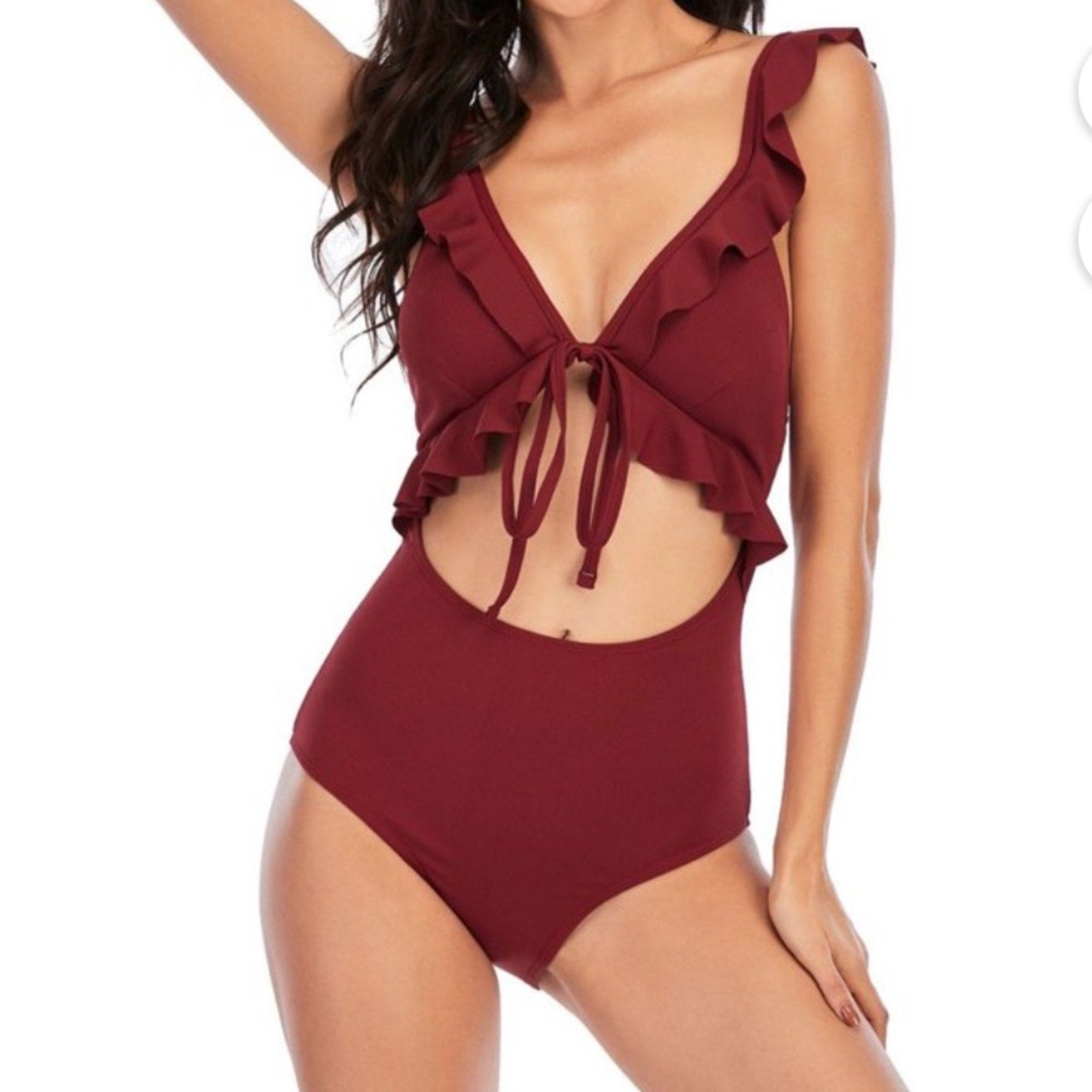 New Amazon Chic Burgundy One-Piece Swimsuit xxl