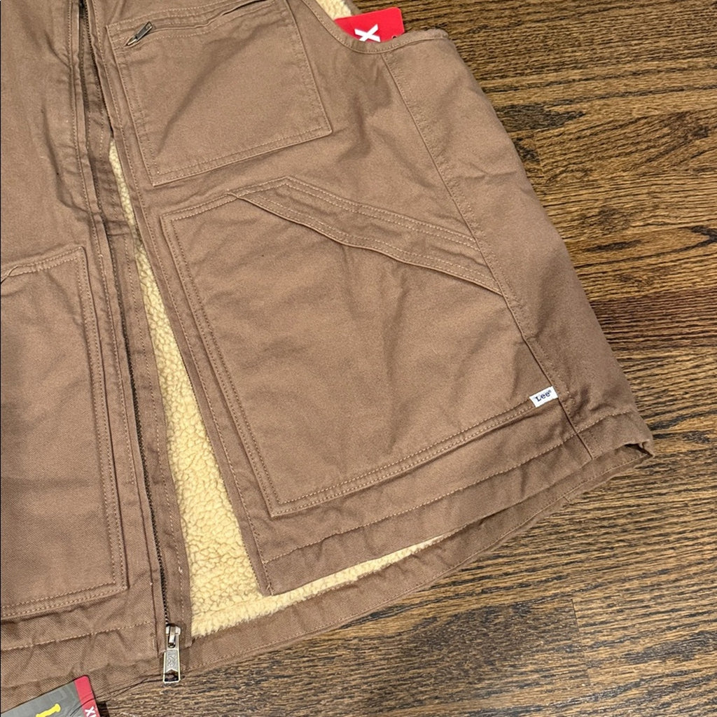 LEE New men’s brown Sherpa utility vest XL