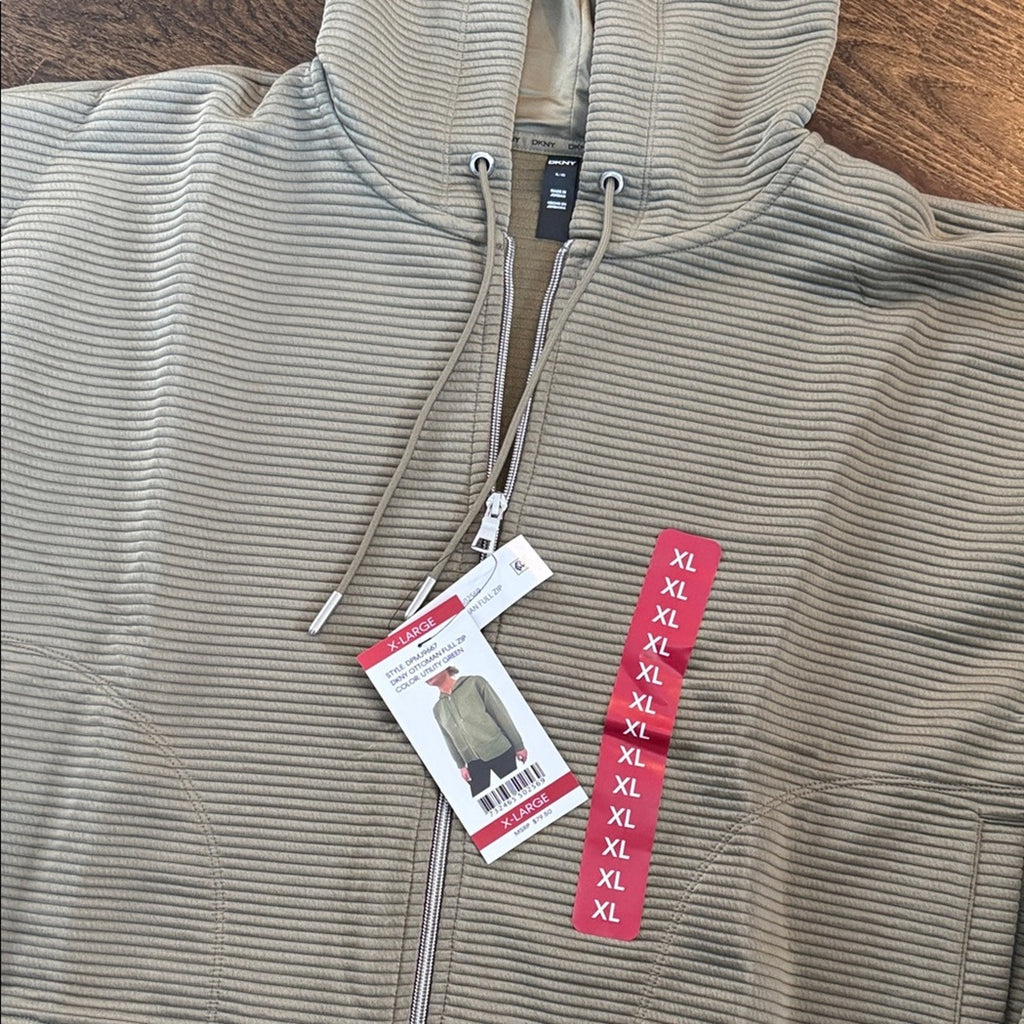 DKNY Women’s Utility Full Zip Hoodie Sweatshirt Olive Green Size XL NWT
