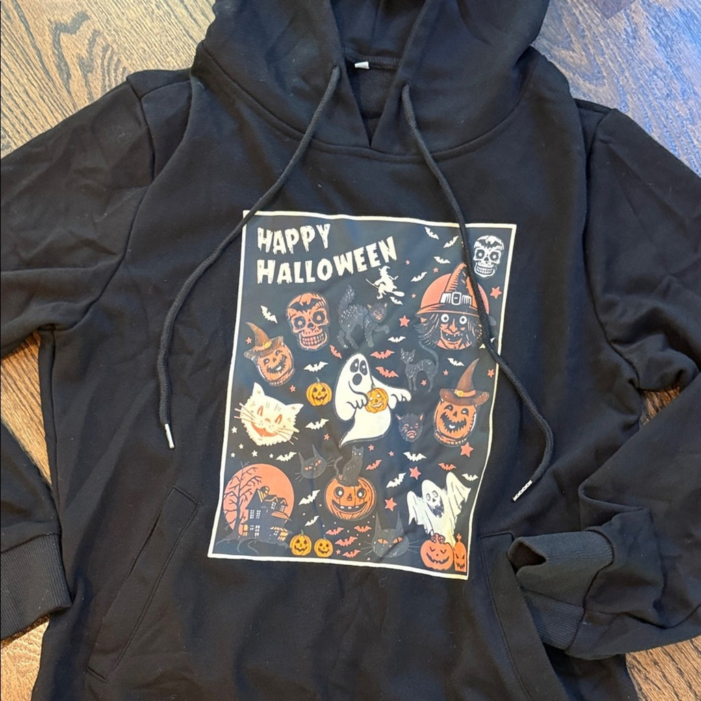 Halloween Ghost and Pumpkin- woman’s sweatshirt hooded large new
