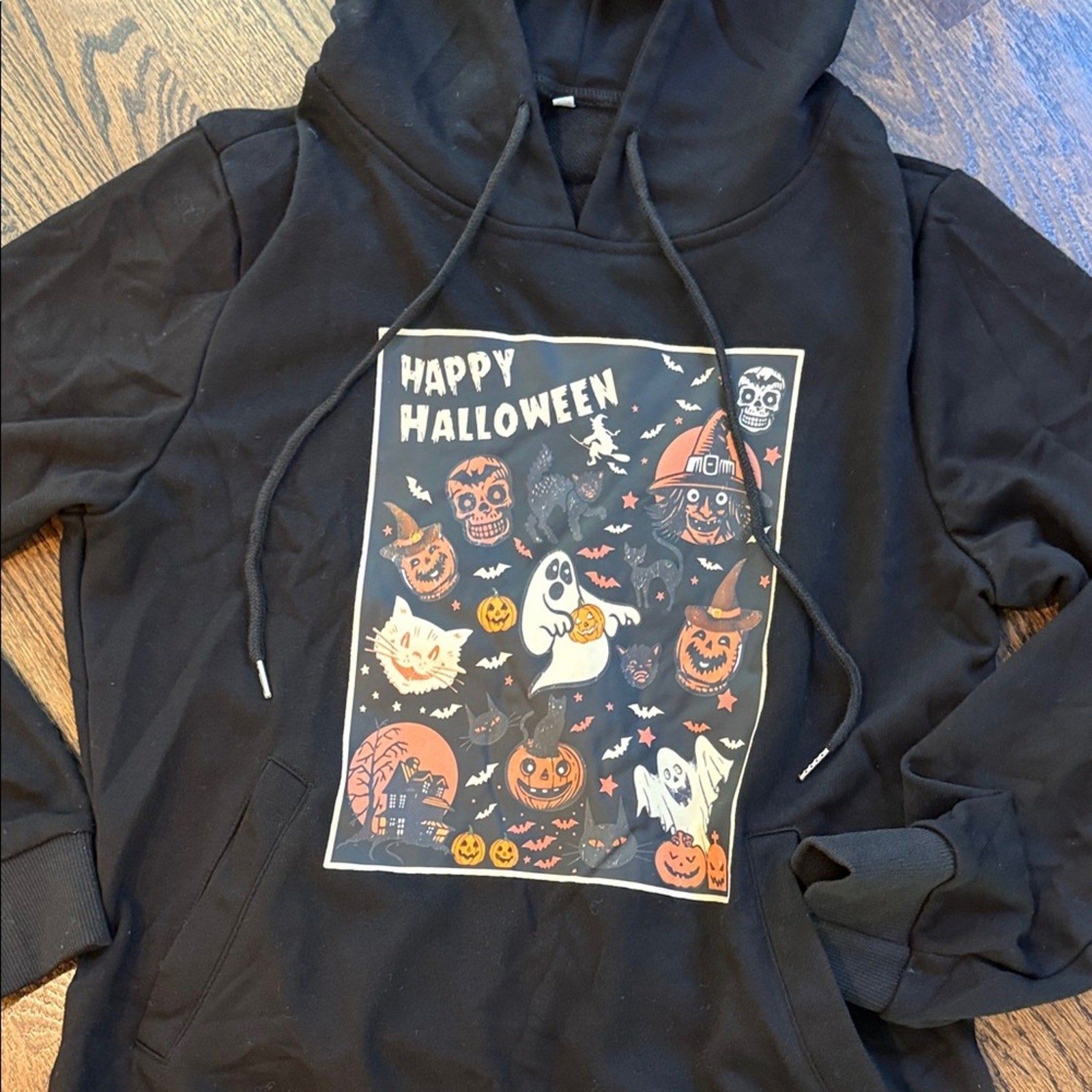 Halloween Ghost and Pumpkin- woman’s sweatshirt hooded large new