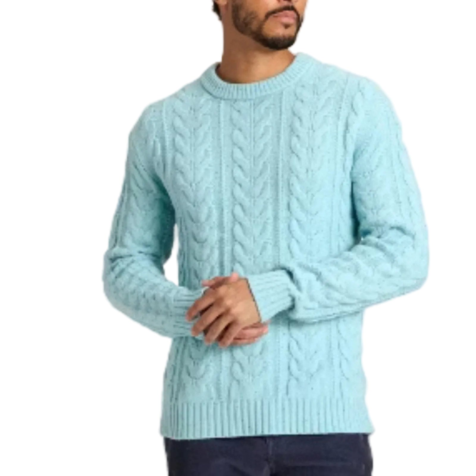 Goodfellow & co Men’s powder blue crew cable sweater Light Blue Cable Knit Sweater XXL NEW