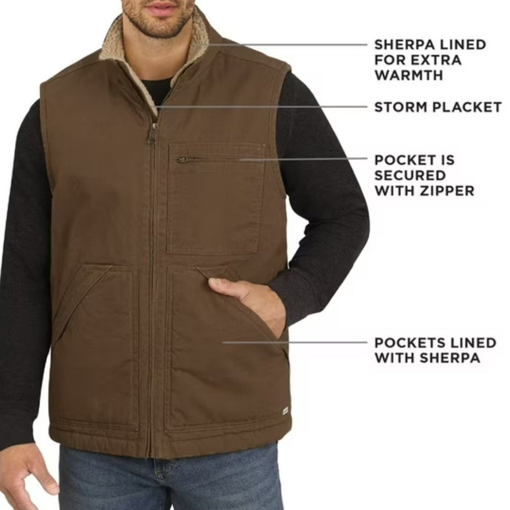 LEE New men’s brown Sherpa utility vest XL