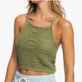 Roxy Olive Green Knit Halter Top Roxy xs Oversized used