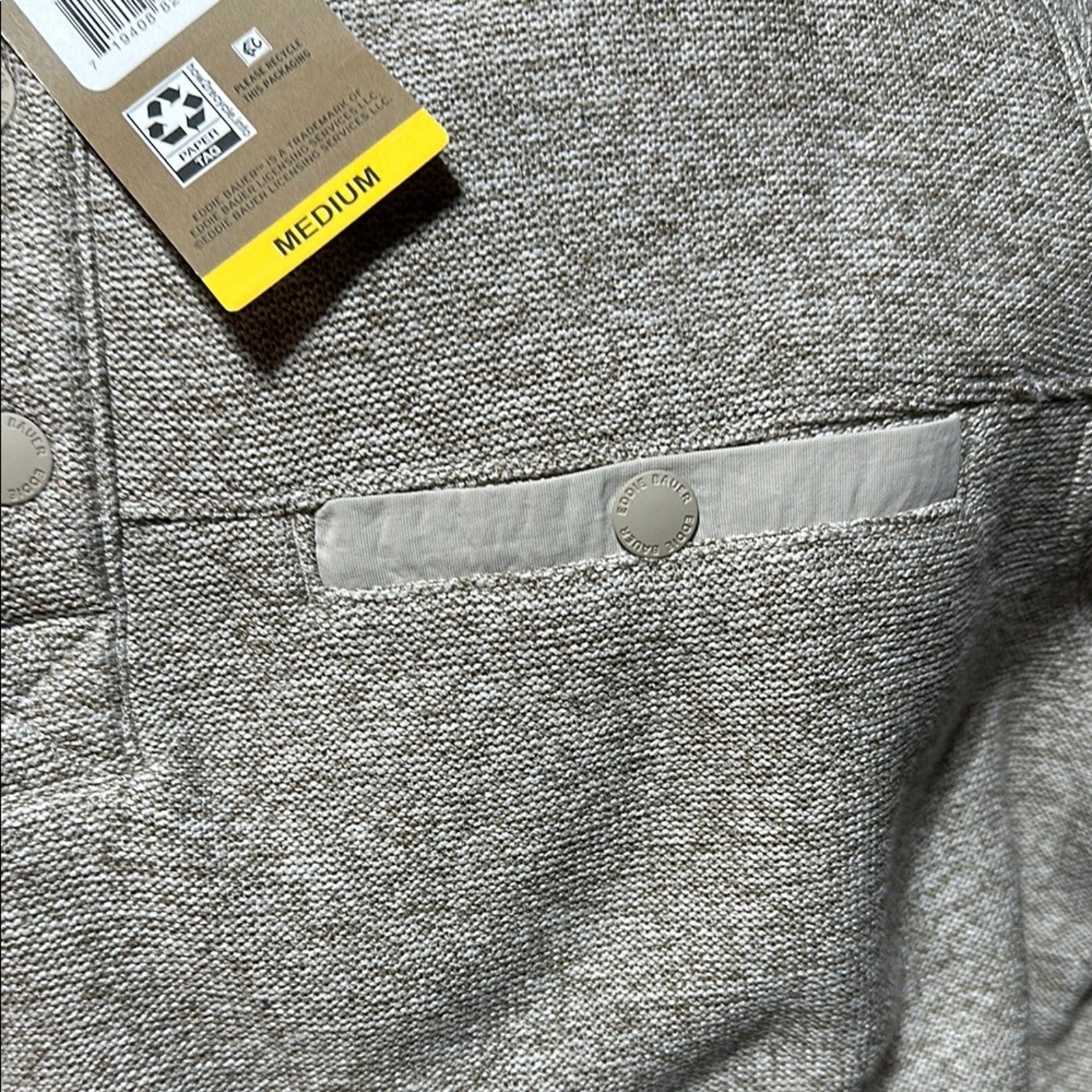 Eddie Bauer Men’s Tan Quarter Button Pullover Sweater Size M New With Tags