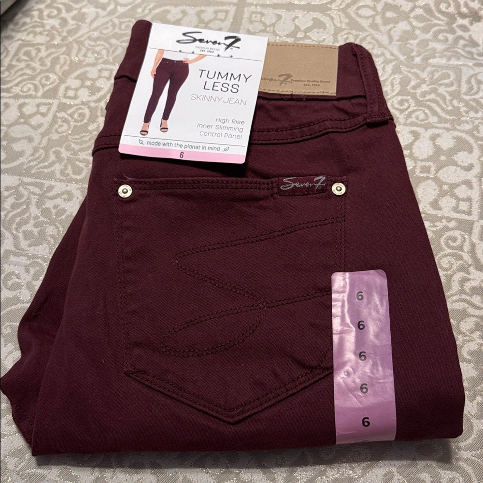 Seven7 Tummy Less Skinny Jeans‎ High Rise Slimming Control Port Royale 6 NWT