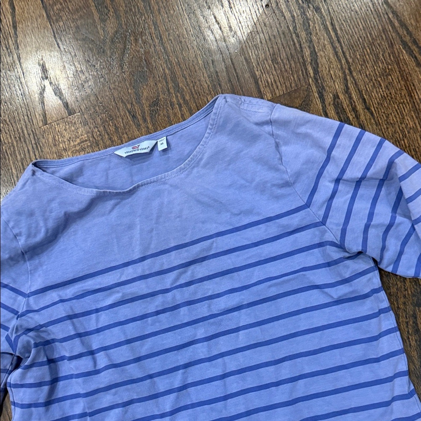 Vineyard Vines Blue Striped Knit Shift Dress 3/4 Sleeve Size Medium