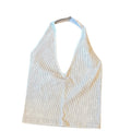 ladies Gray Ribbed Halter Top medium / large stretchy  nwot