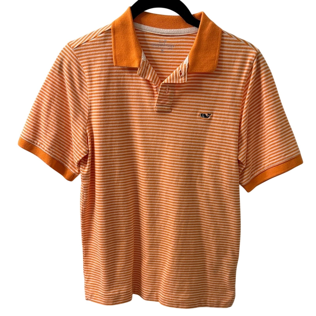 Vineyard Vines boys Polo in Orange and White Stripes Medium used