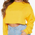 Women’s Yellow Long Sleeve Crop Top Size Large Workout Casual NWT