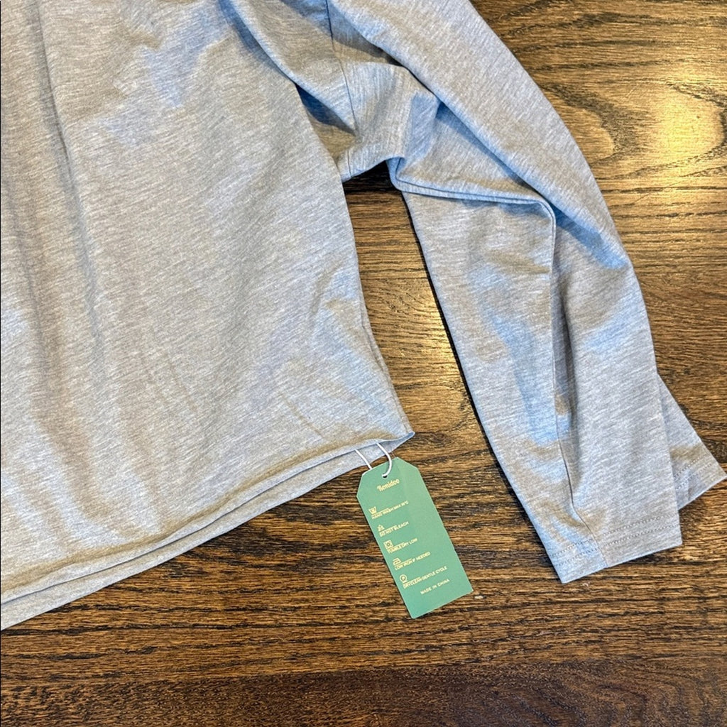 Women’s Gray Long Sleeve Crop Top Size Large Soft Casual NWT