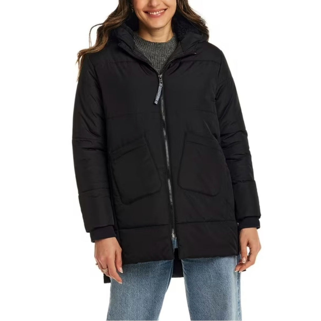 Weather proof woman’s long packable jacket XL NEW