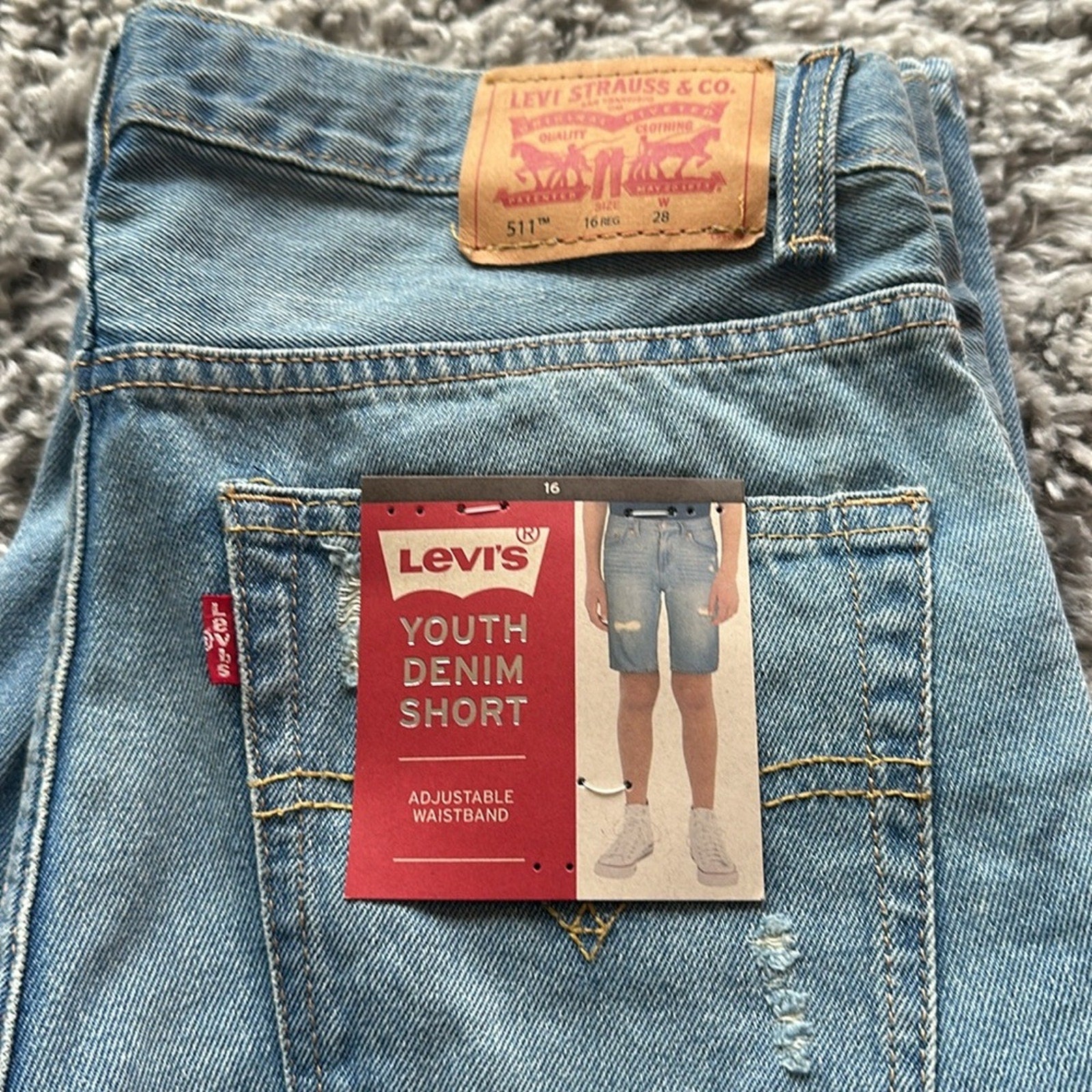 Boys Levi’s Denim Shorts Size 16 NWT Light Wash NEW