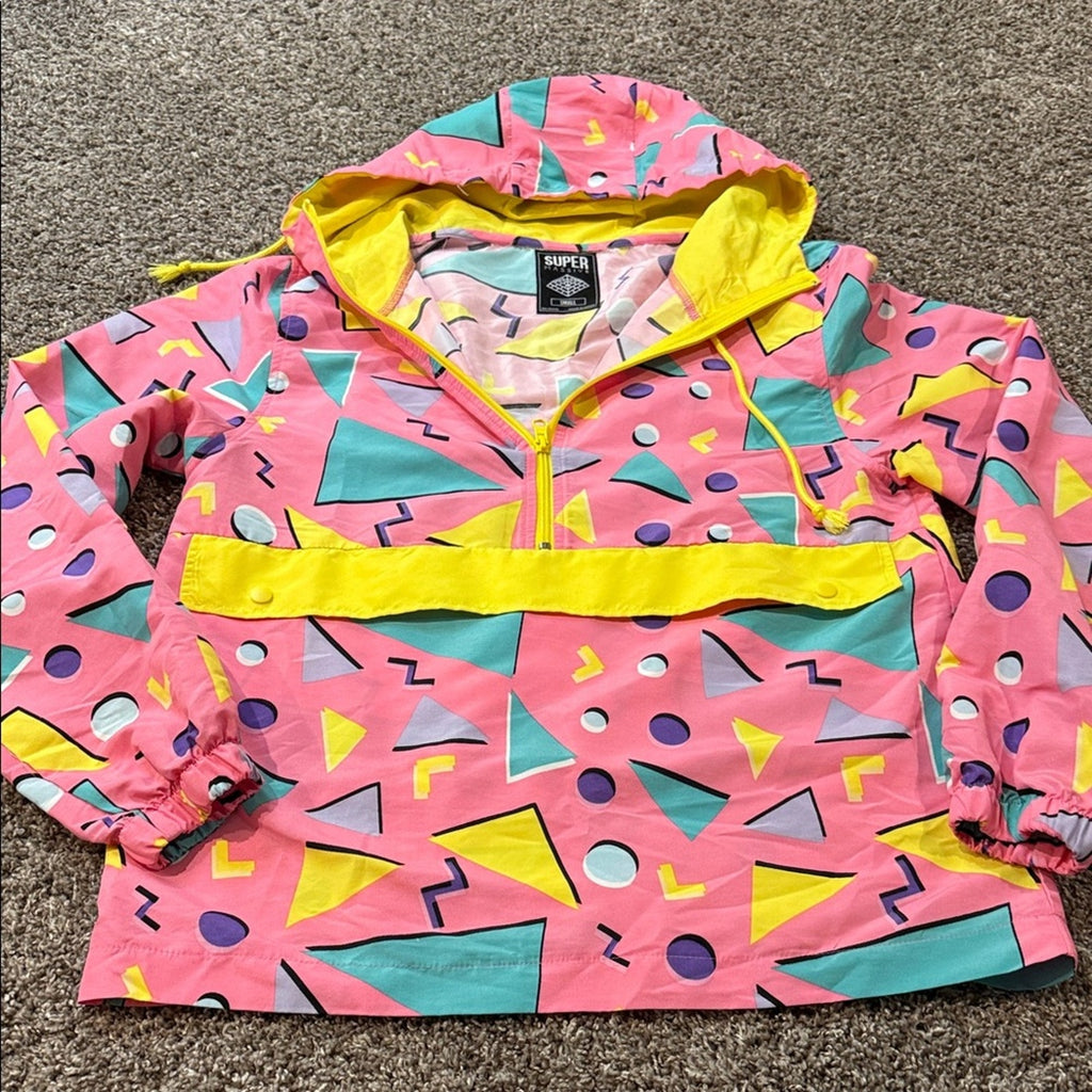 Colorful Geometric Windbreaker woman’s small oversized super massive