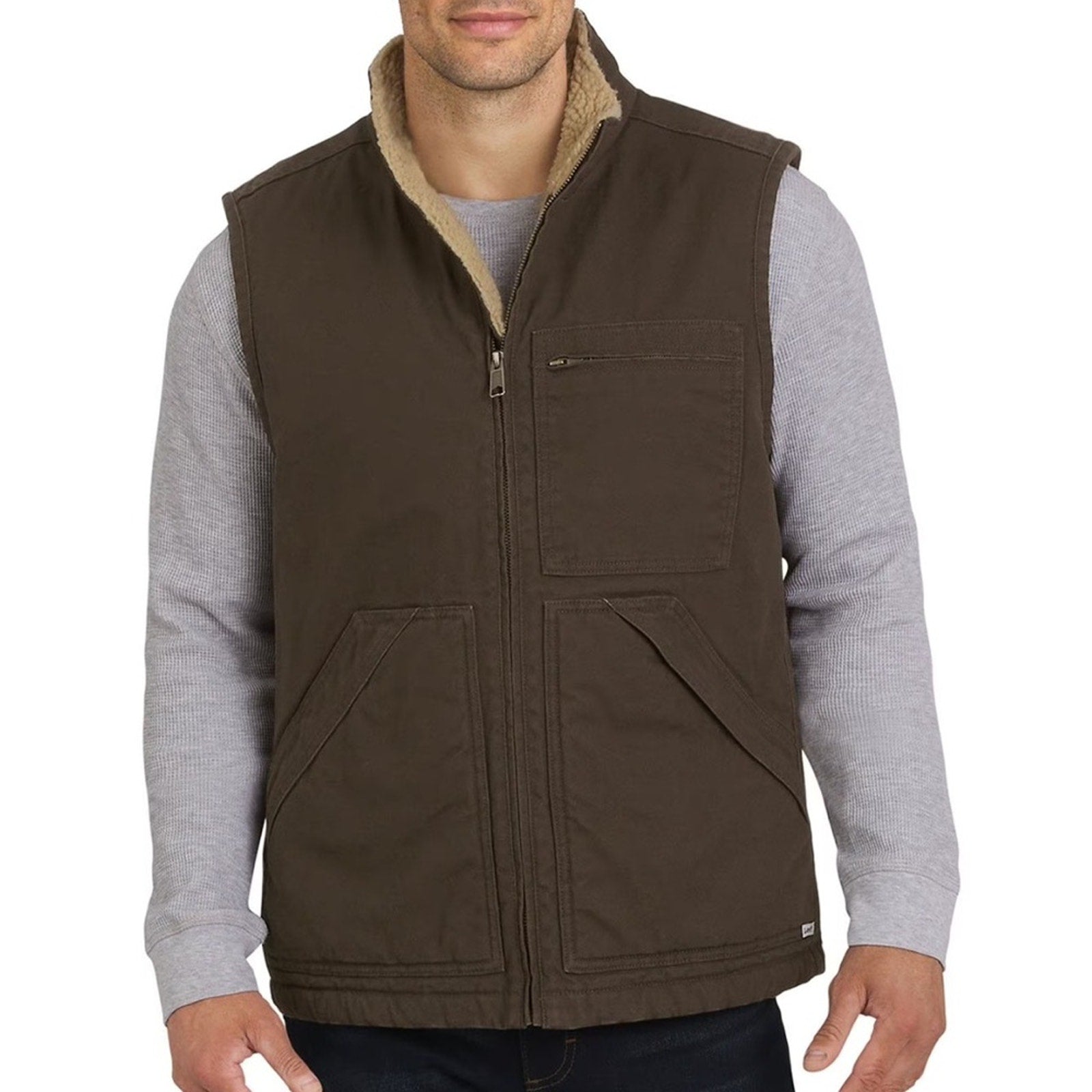 LEE New men’s brown Sherpa utility vest XL