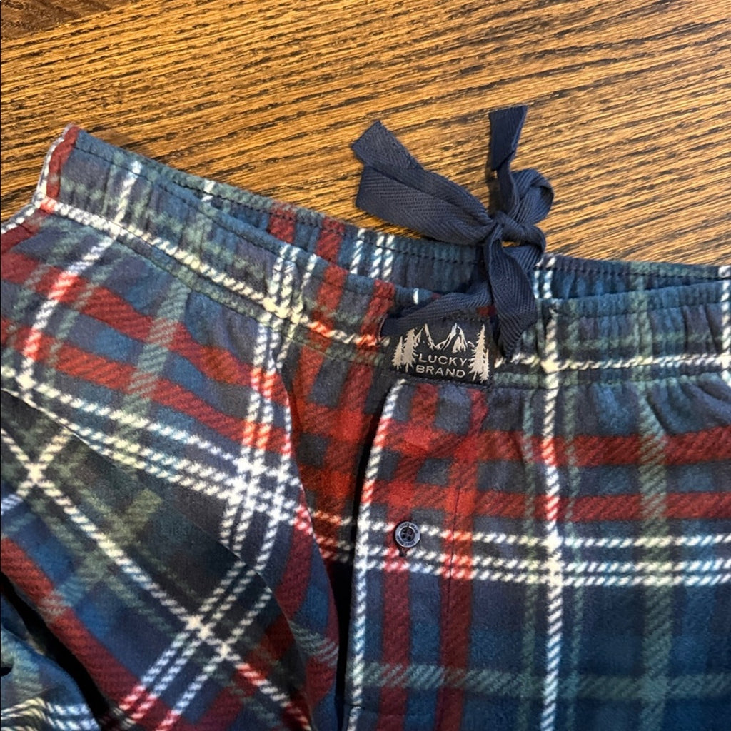 Lucky Brand Men's Plaid Lounge Pants in Red and Blue size SMALL pajamas NEW