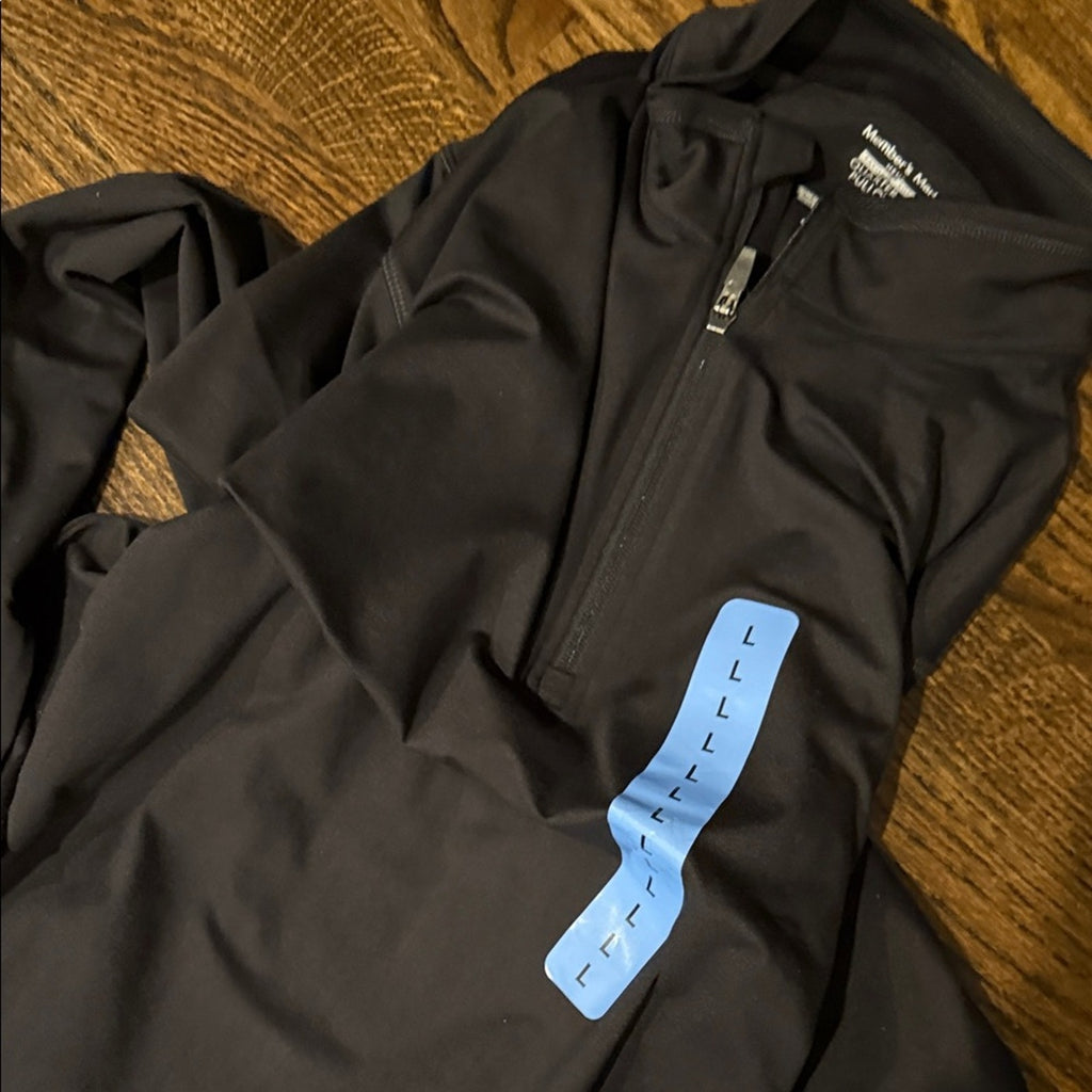 Members Mark men’s active popover size Large Black Quarter-Zip Pullover new