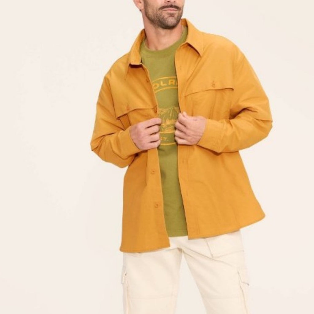Woolrich Men's Yellow Button-Up Jacket fishing shirt 🎣 size large NEW