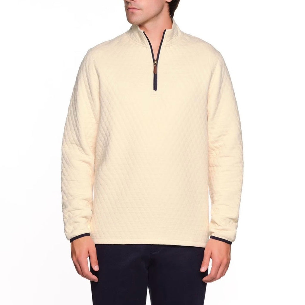 Lands End size large men’s Cream Quilted Pullover with Half-Zip new