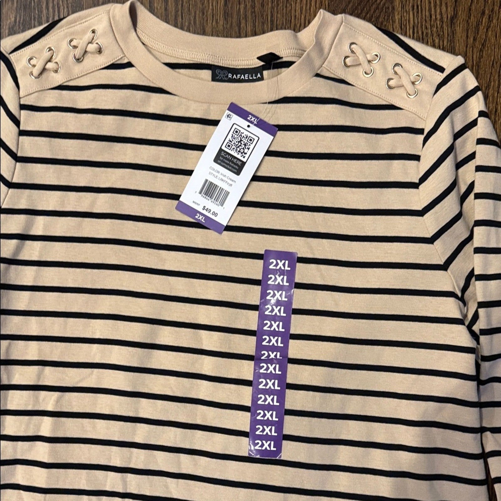 Rafaela blouse Striped Long Sleeve Top woman's 2X