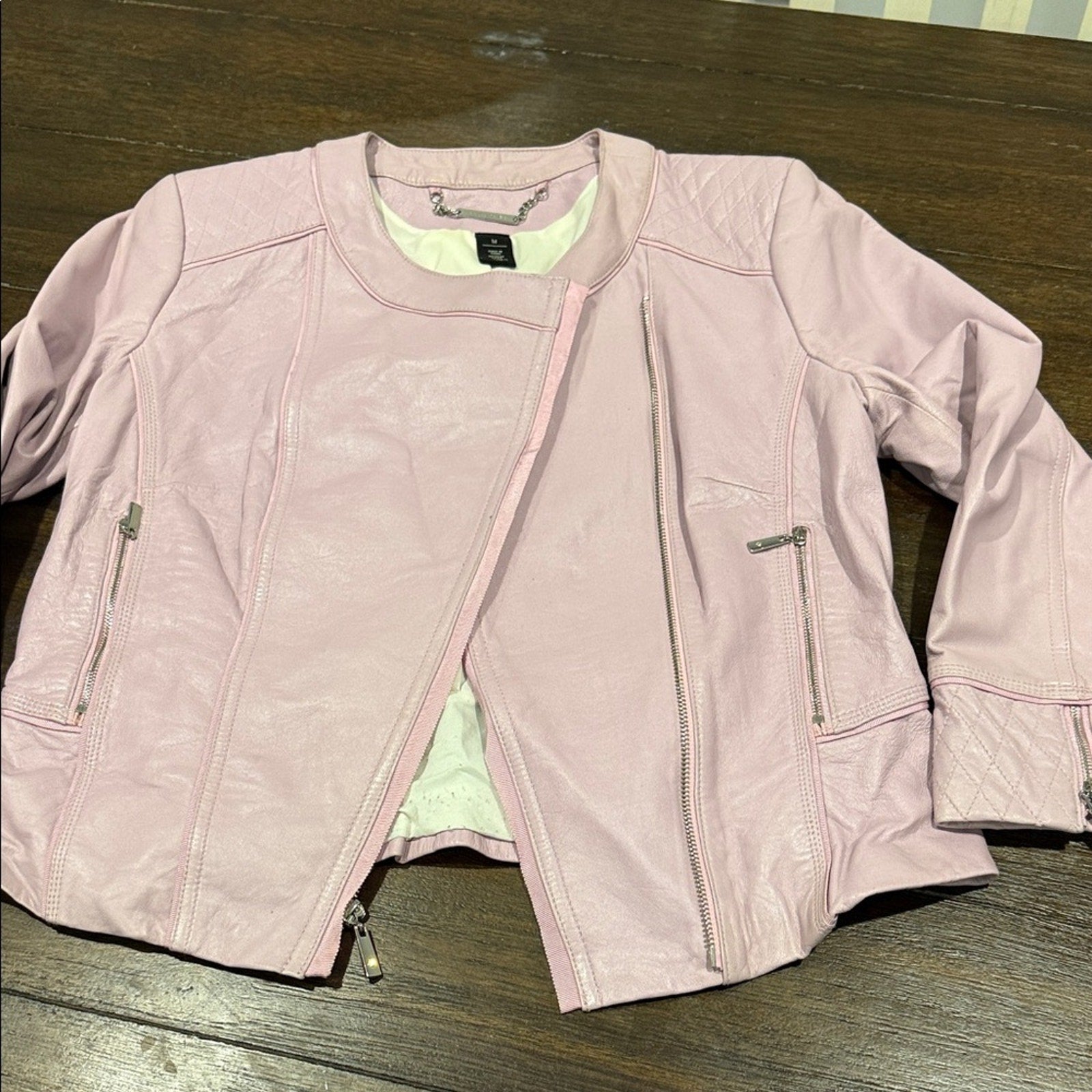 White House Black Market Faux Leather Jacket – Blush Pink – Women’s Medium used