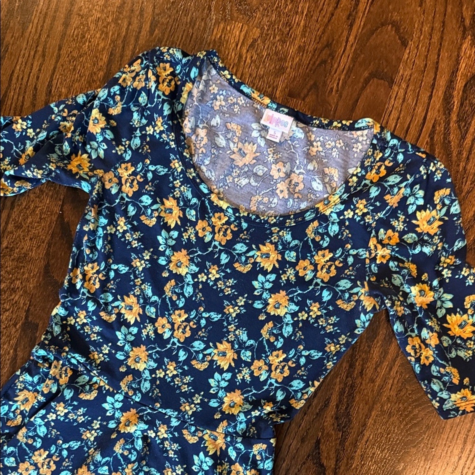 Lularoe Floral Blue A line dress  woman’s small fits medium  Dress
