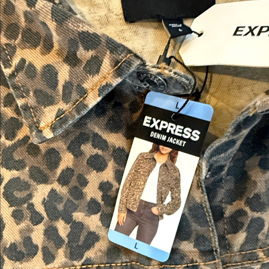 Express Leopard Print Button-Up Jacket woman’s large cheetah NEW