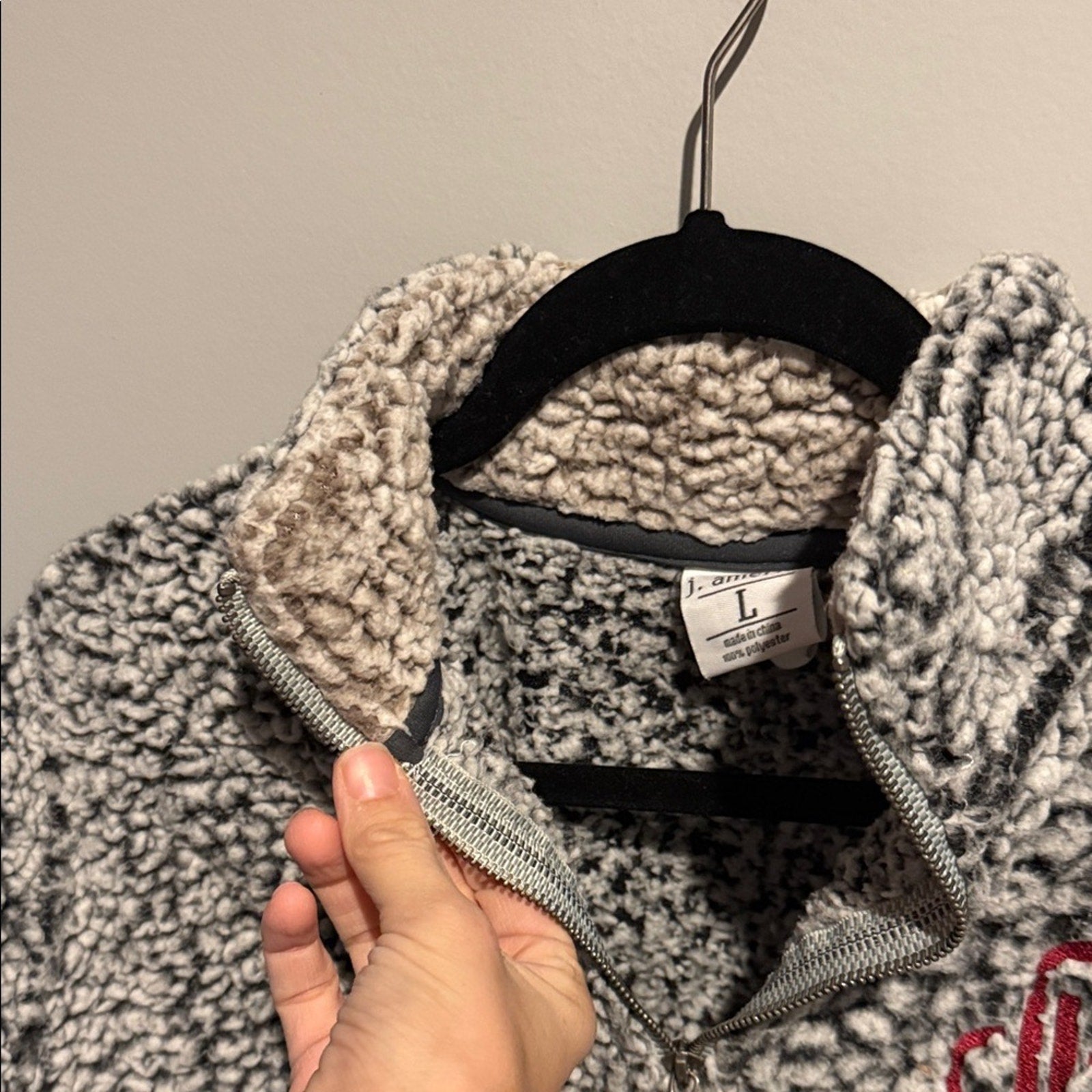 Gray Sherpa Pullover Sweater Poshmark logo large