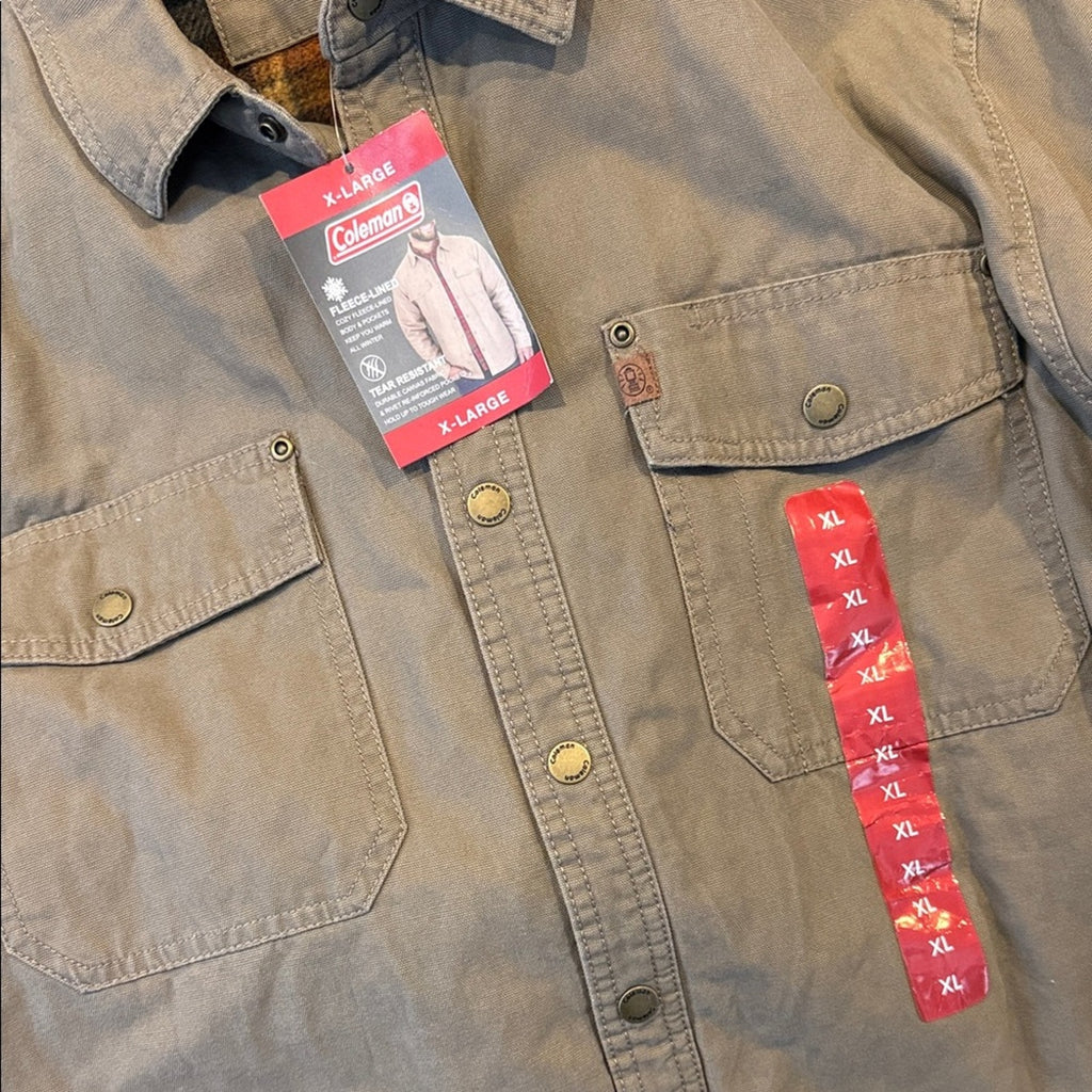 Coleman Khaki Button-Up Jacket XL coat NEW men’s