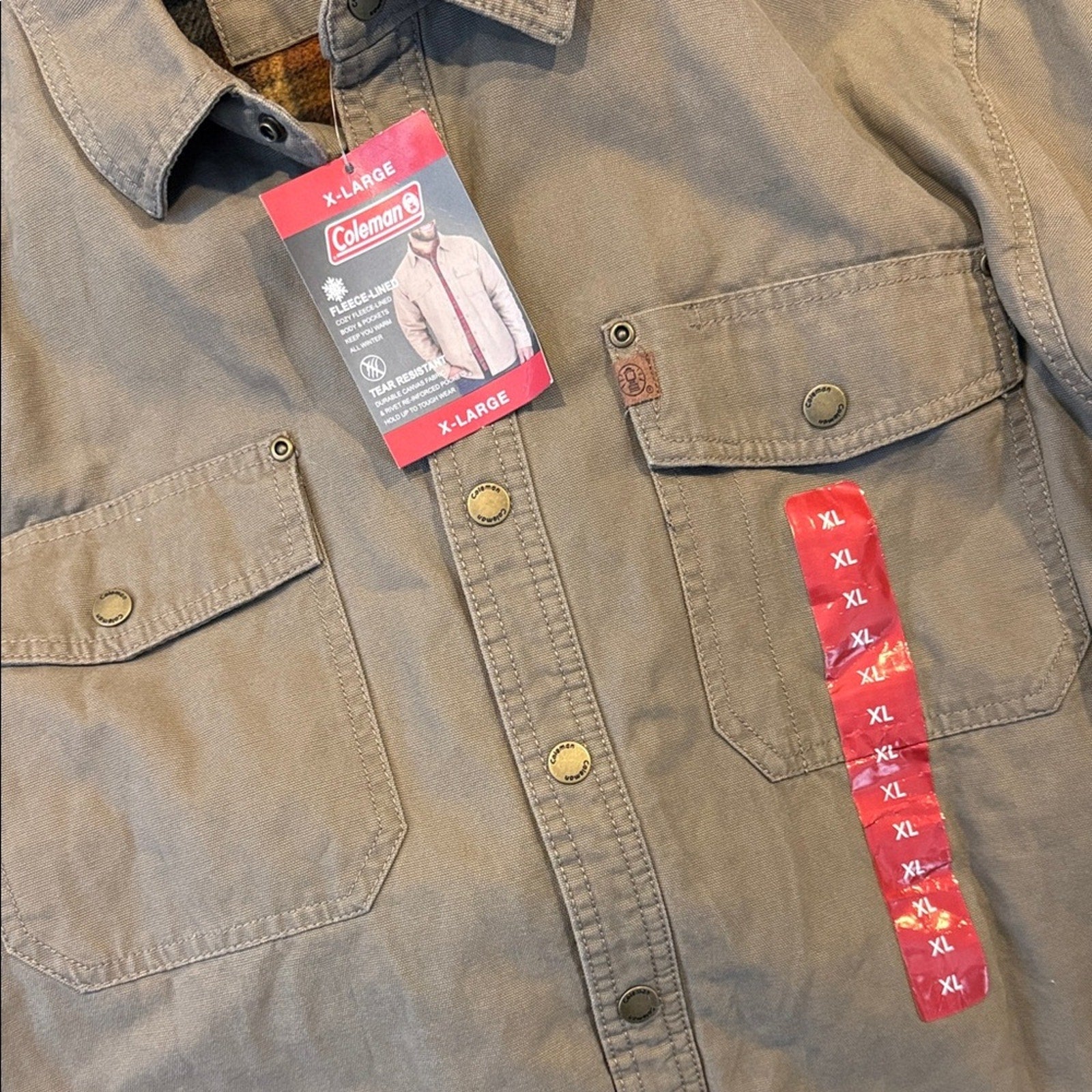 Coleman Khaki Button-Up Jacket XL coat NEW men’s