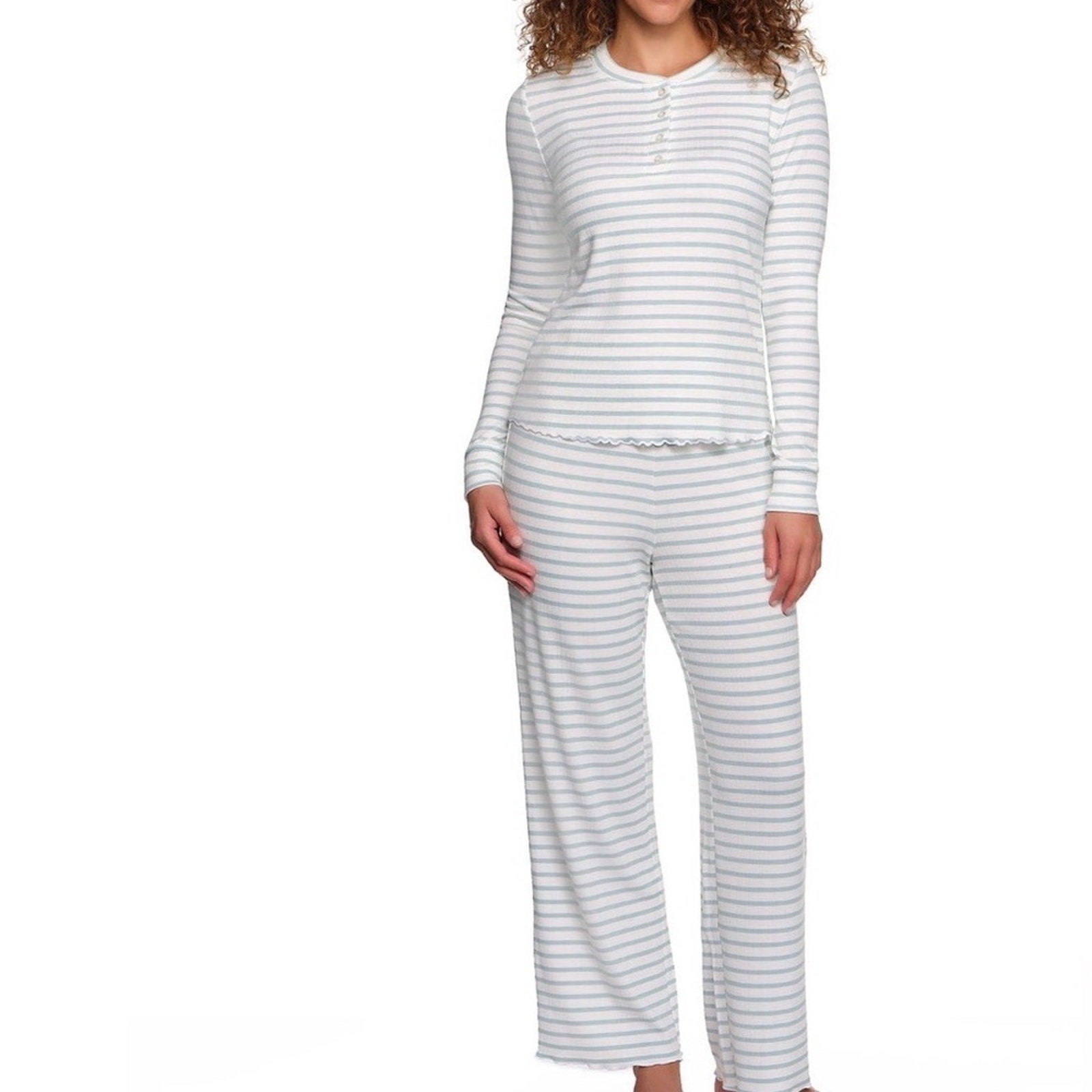 Loft woman’s Striped Pajamas - Green and White large NEW