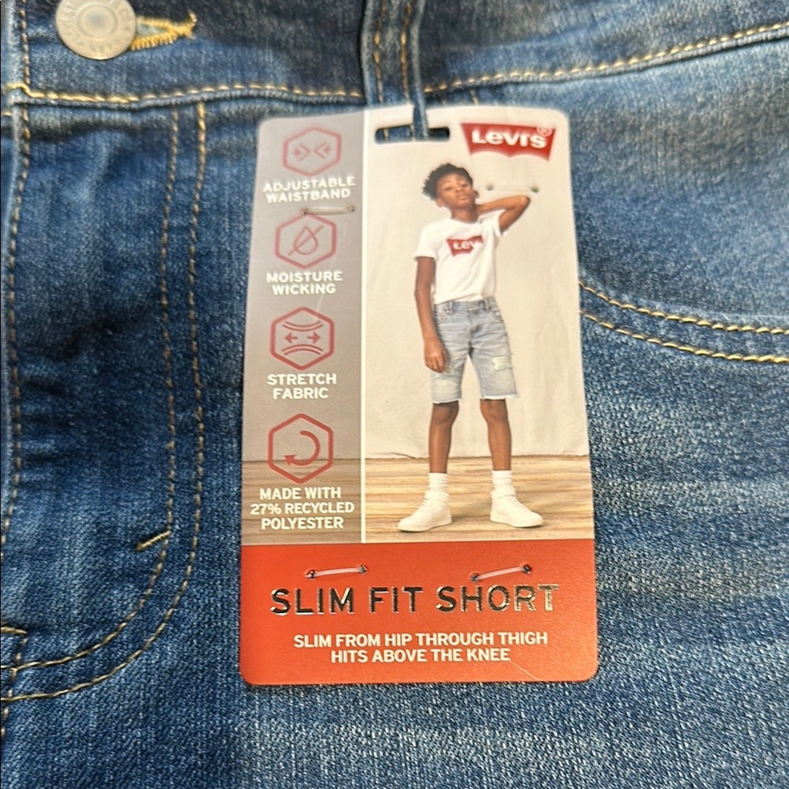 Levi's Blue Slim Fit Shorts 18 husky kids boys NEW