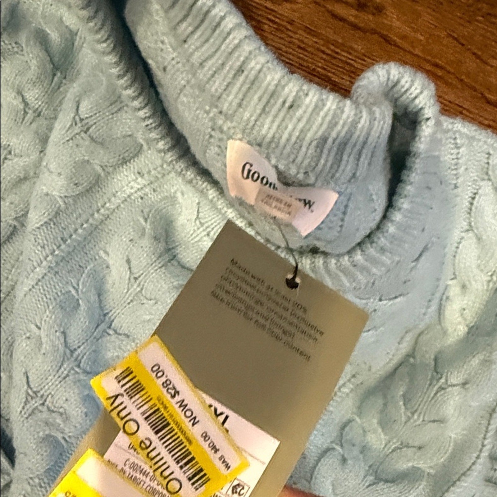 Goodfellow & co Men’s powder blue crew cable sweater Light Blue Cable Knit Sweater XXL NEW