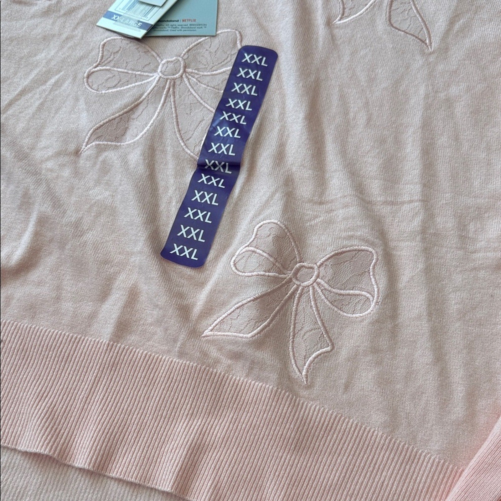 Bridgerton xxl Pink Bow Embroidered Sweater