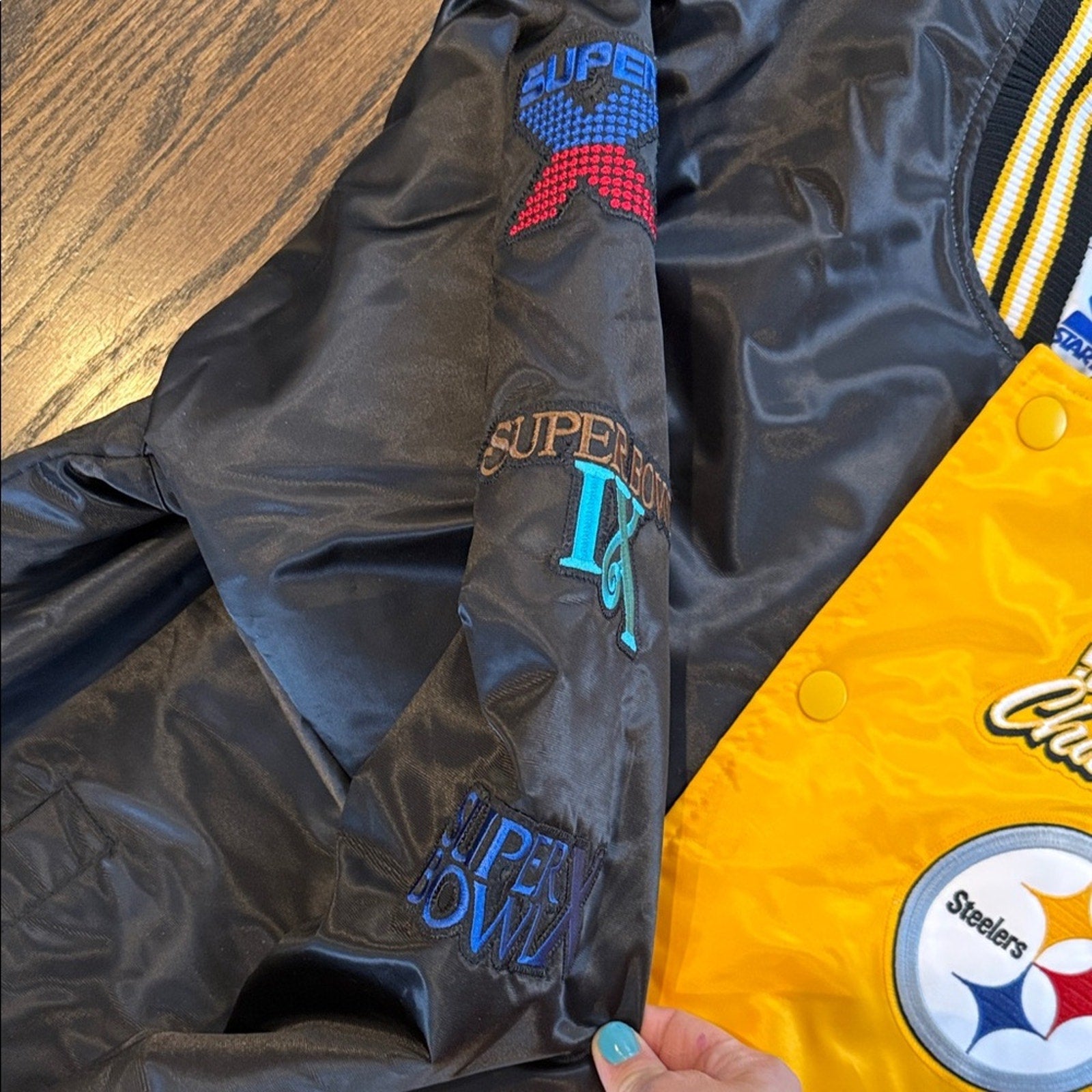 STARTER Black and Yellow Super Bowl Puffer men’s large Jacket Steelers NEW
