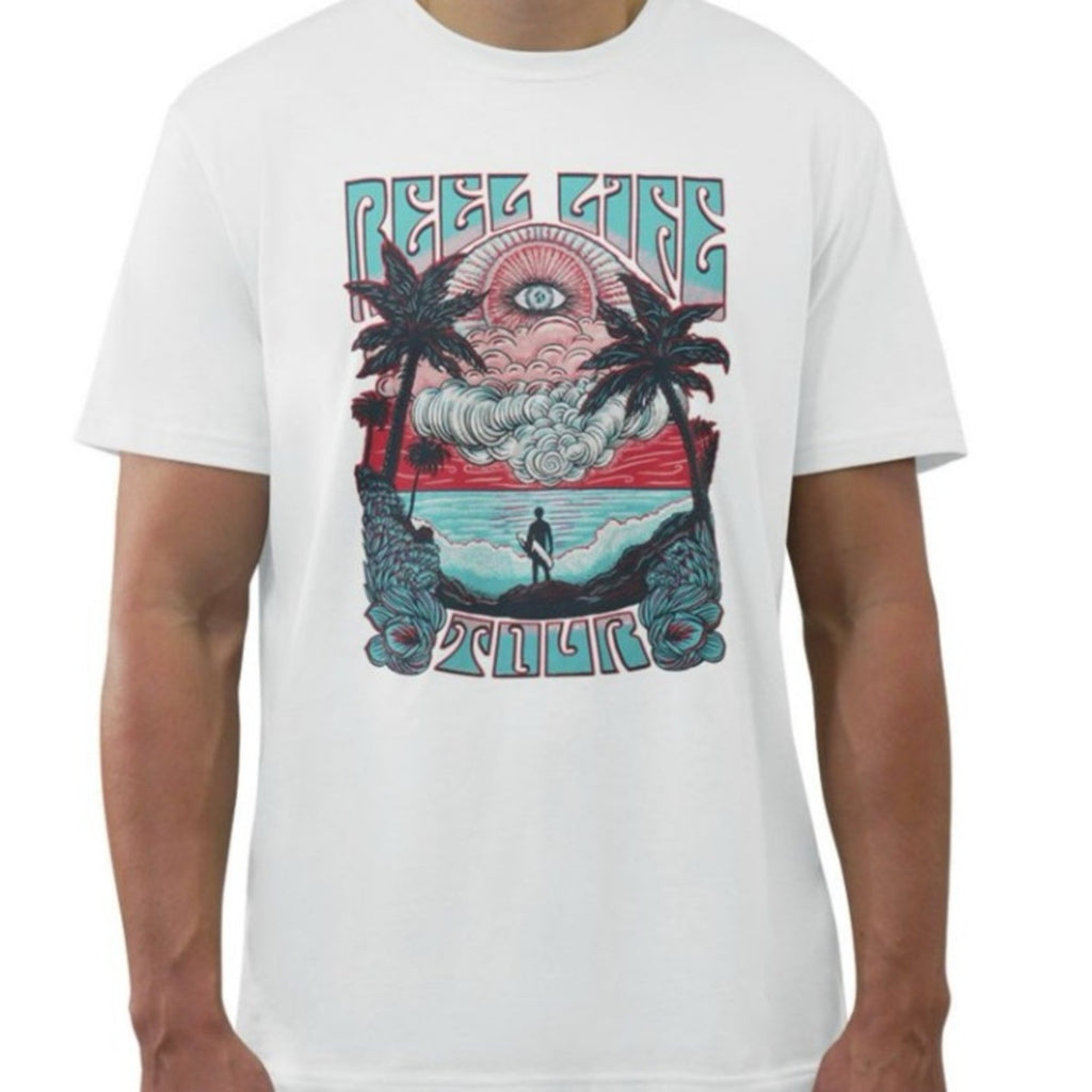 Men's Graphic T-Shirt - Cream/grey xl reel life NEW