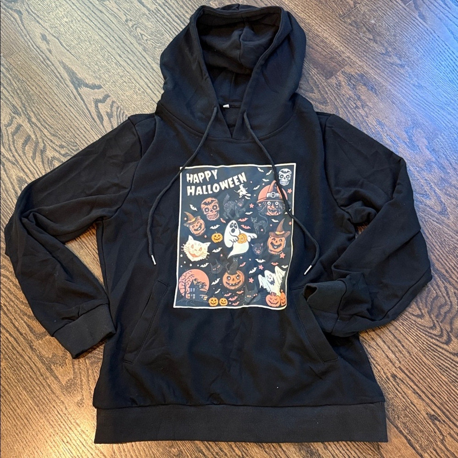 Halloween Ghost and Pumpkin- woman’s sweatshirt hooded large new