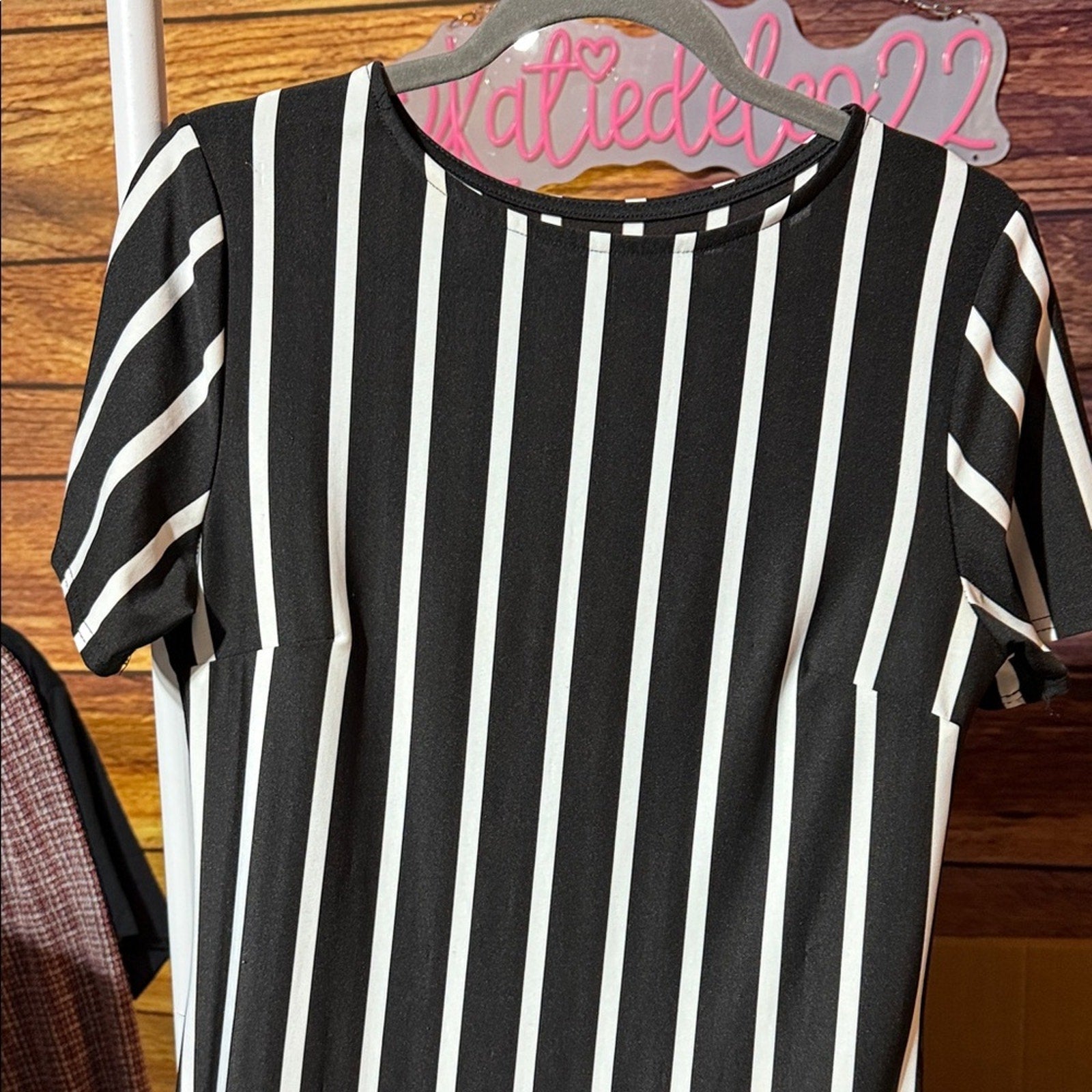 Black & White Striped Midi Dress Women’s Size Medium NWT