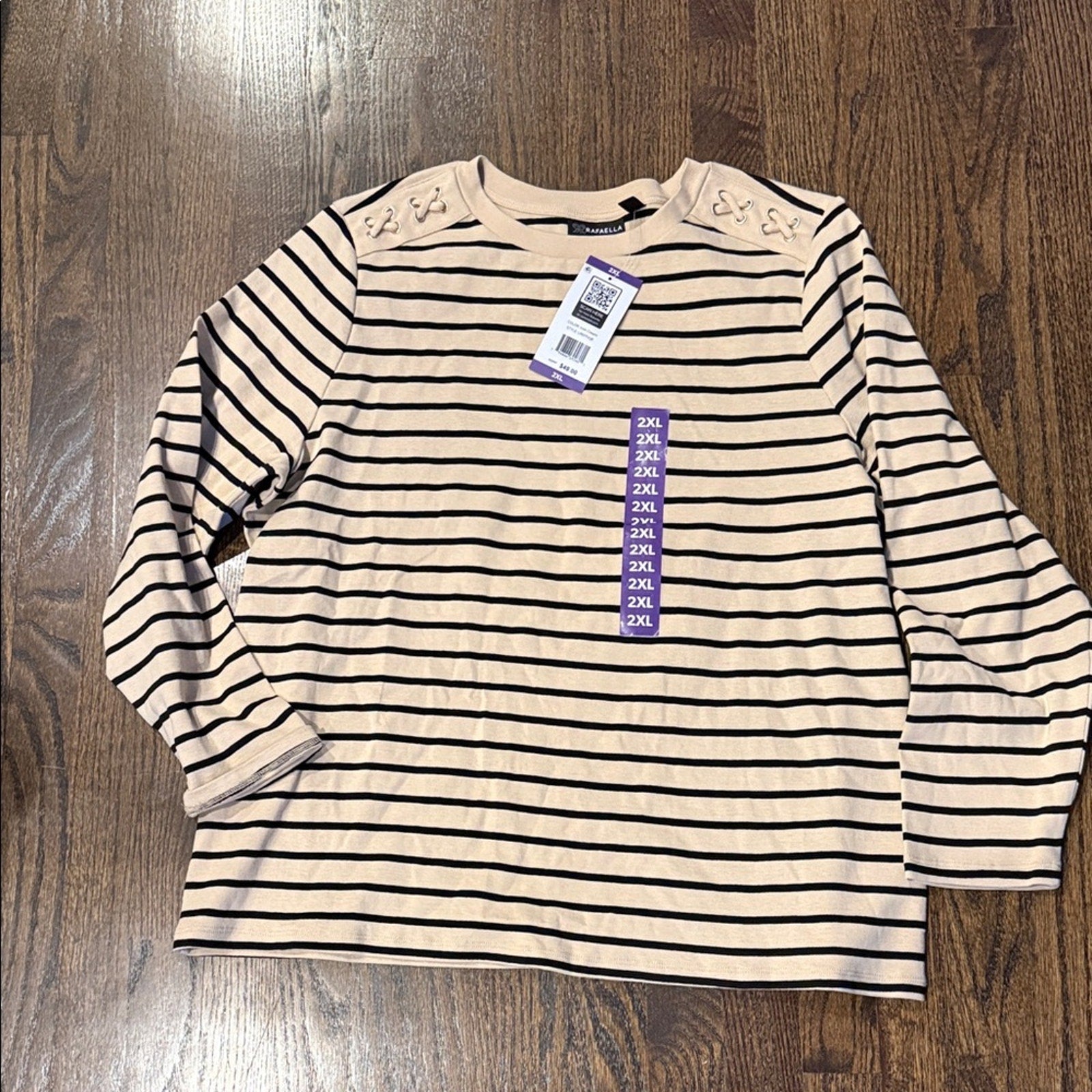 Rafaela blouse Striped Long Sleeve Top woman's 2X