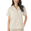 Striped Short Sleeve Button-Up Shirt woman’s members mark Medium NEW